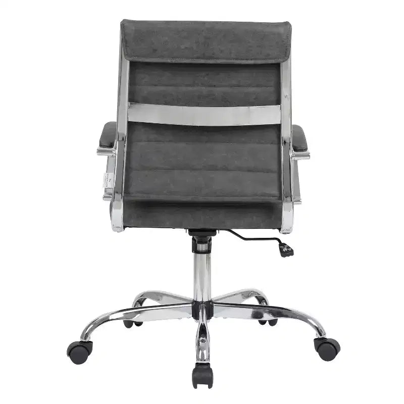 38.6" Fixed Height Black Faux Leather Office Chair with Casters