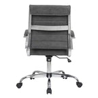 Chaise de bureau à roulettes en similicuir noir, hauteur fixe 38,6 po