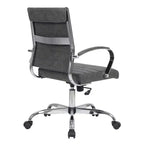 Chaise de bureau à roulettes en similicuir noir, hauteur fixe 38,6 po