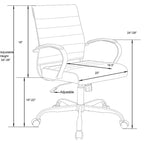 Chaise de bureau à roulettes en similicuir noir, hauteur fixe 38,6 po