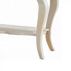 Table de chevet en bois blanc nacré avec tiroir sculpté et étagère inférieure