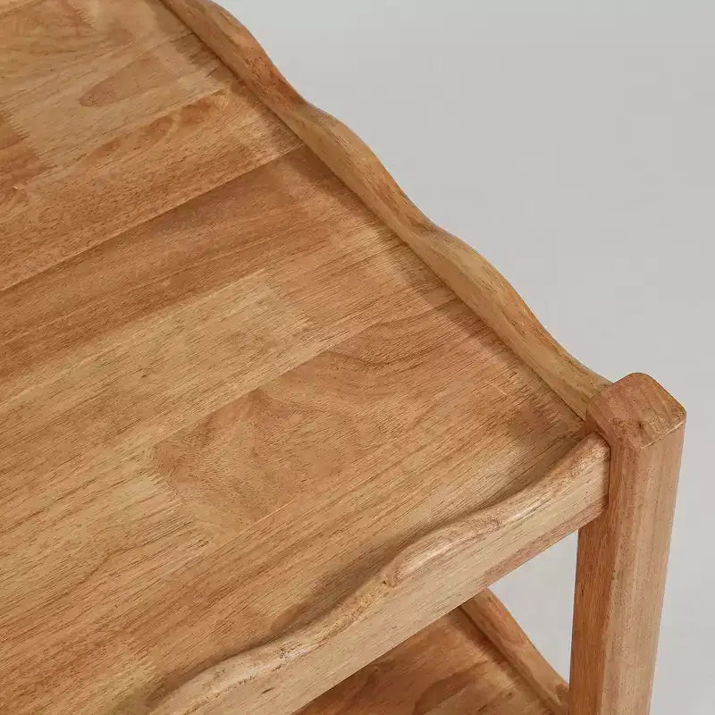 Table basse moderne à 2 niveaux en bois d'hévéa de 43 po avec étagère de rangement ouverte