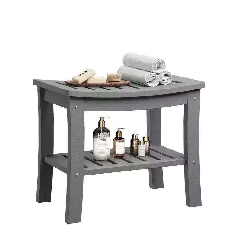 Banc de douche étanche avec étagère de rangement, tabouret de salle de bain robuste de 180 kg et siège de bain pour personnes âgées et rasage des jambes