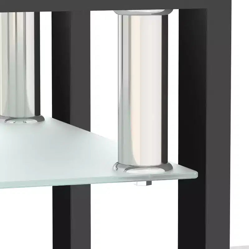 Table basse carrée à 2 niveaux en verre trempé de 45 cm avec pieds en métal pour salon chambre à coucher