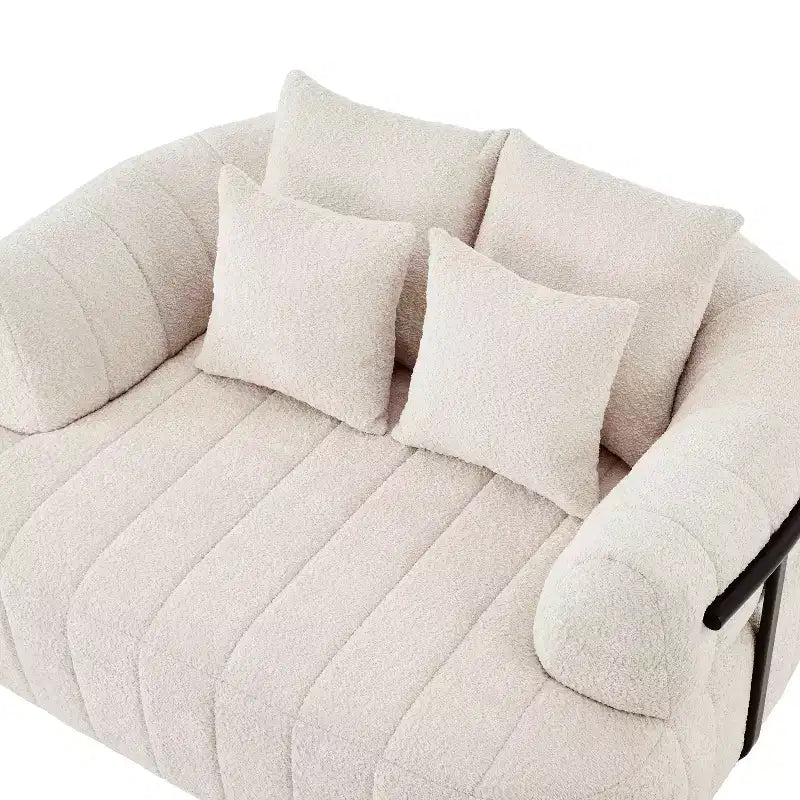 Chaise longue nuage en boucle surdimensionnée de 162 cm, canapé sans armature avec support métallique pour salon/chambre à coucher