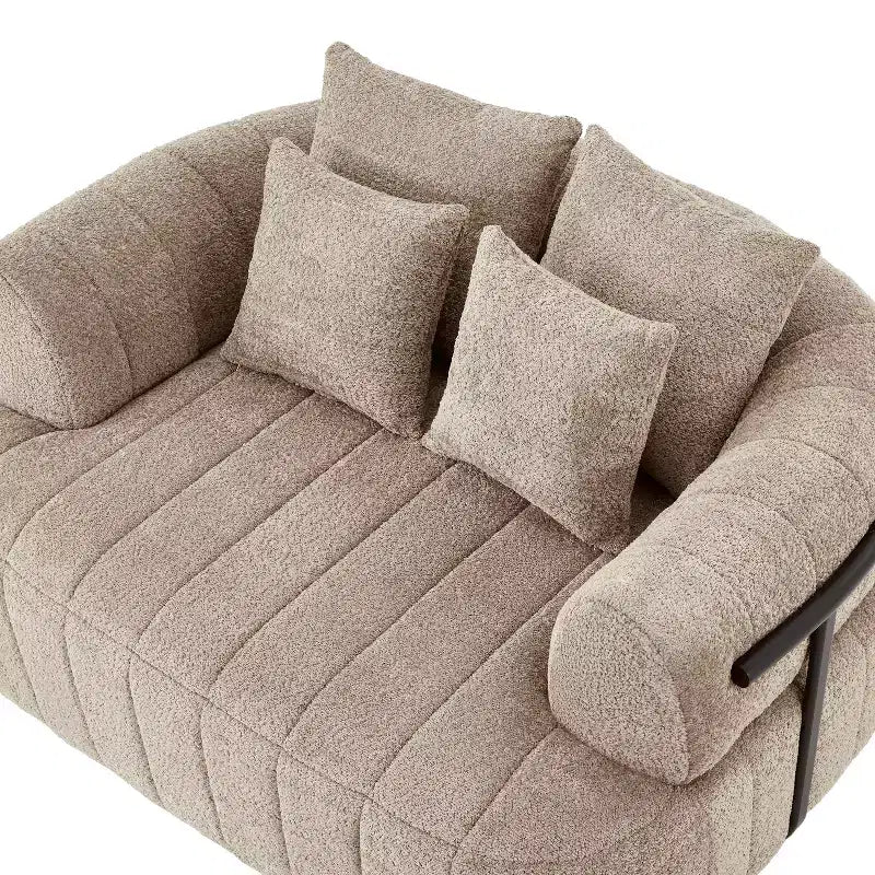 Chaise longue nuage en boucle surdimensionnée de 162 cm, canapé sans armature avec support métallique pour salon/chambre à coucher
