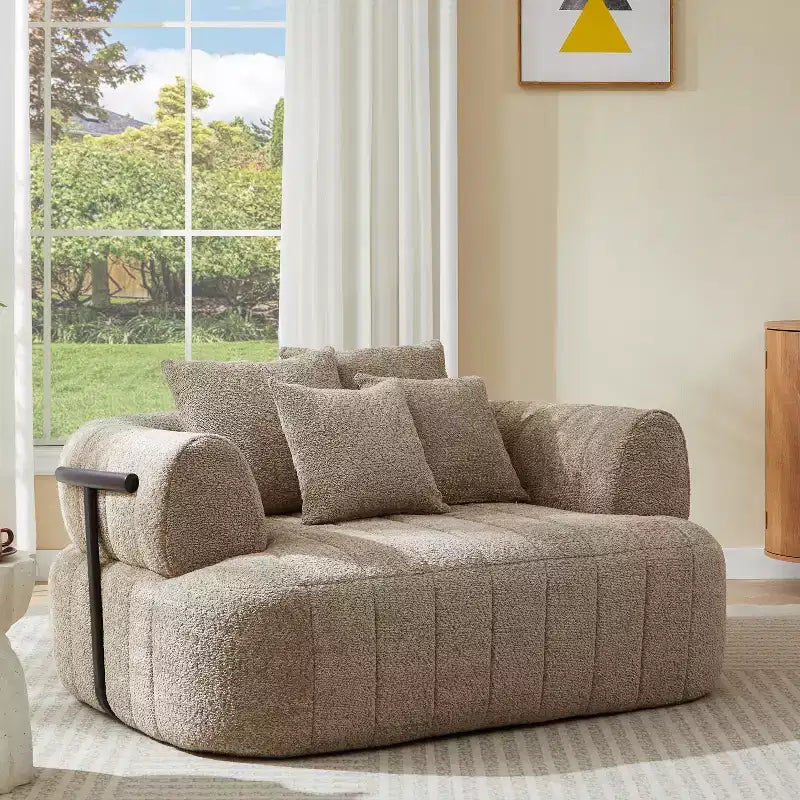 Chaise longue nuage en boucle surdimensionnée de 162 cm, canapé sans armature avec support métallique pour salon/chambre à coucher