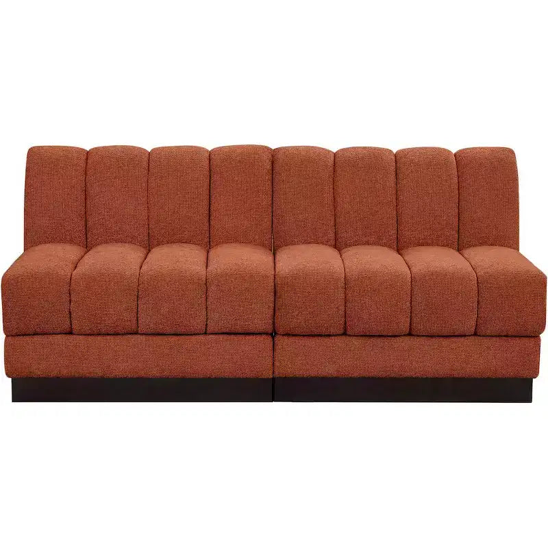 Canapé modulable en tissu chenille cognac, 163 cm de large, 2 places