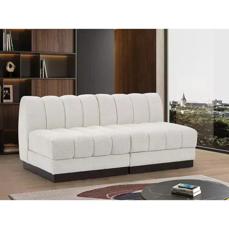 Canapé modulable en tissu chenille cognac, 163 cm de large, 2 places