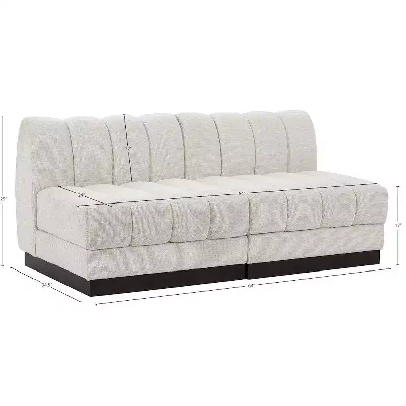 Canapé modulable en tissu chenille cognac, 163 cm de large, 2 places