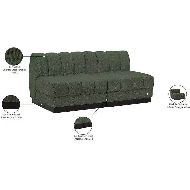 Canapé modulable en tissu chenille cognac, 163 cm de large, 2 places