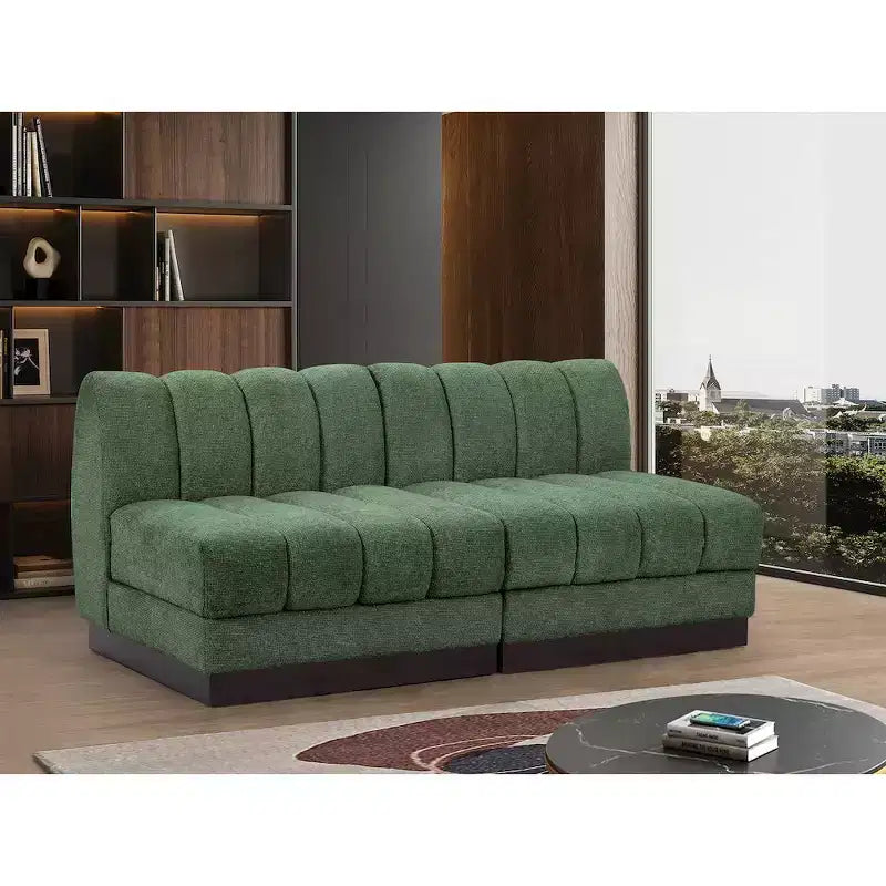 Canapé modulable en tissu chenille cognac, 163 cm de large, 2 places