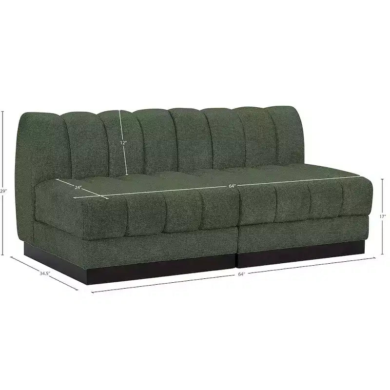 Canapé modulable en tissu chenille cognac, 163 cm de large, 2 places