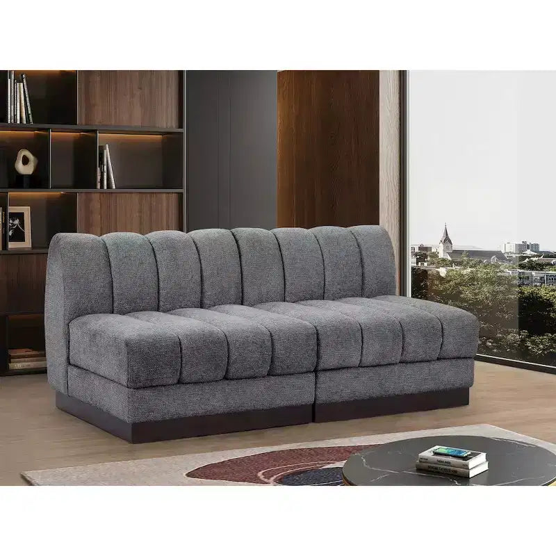 Canapé modulable en tissu chenille cognac, 163 cm de large, 2 places
