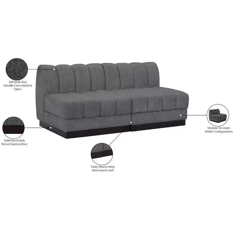 Canapé modulable en tissu chenille cognac, 163 cm de large, 2 places