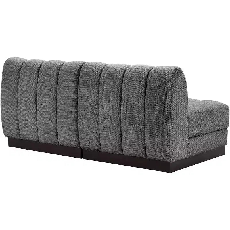Canapé modulable en tissu chenille cognac, 163 cm de large, 2 places