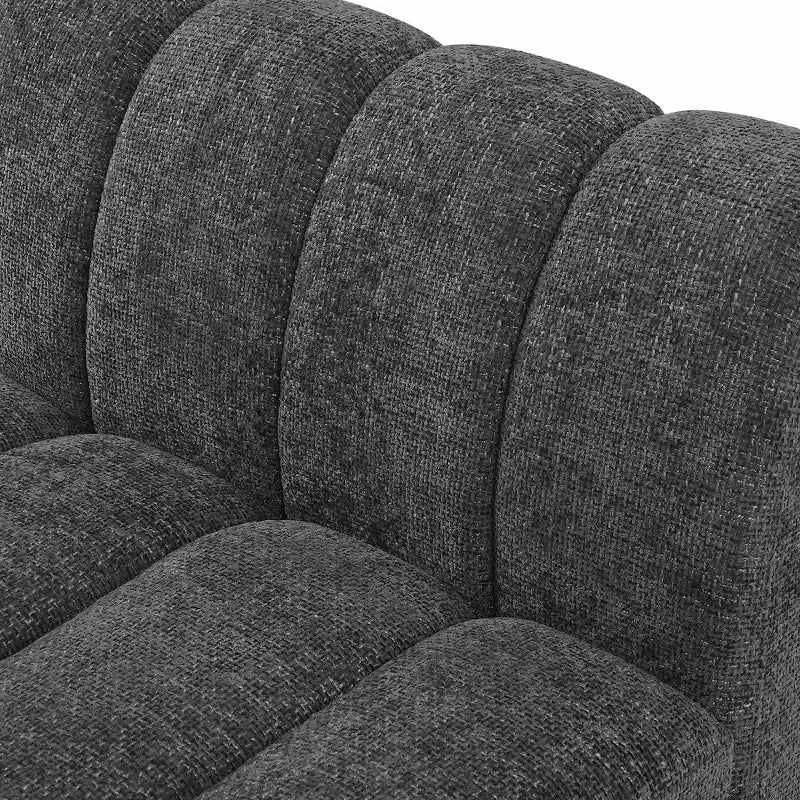 Canapé modulable en tissu chenille cognac, 163 cm de large, 2 places
