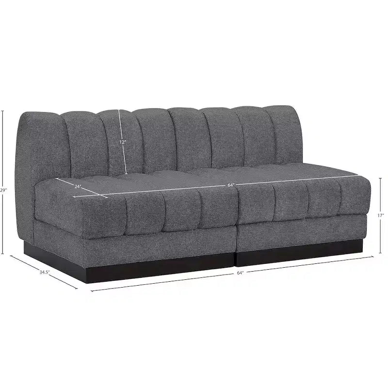 Canapé modulable en tissu chenille cognac, 163 cm de large, 2 places
