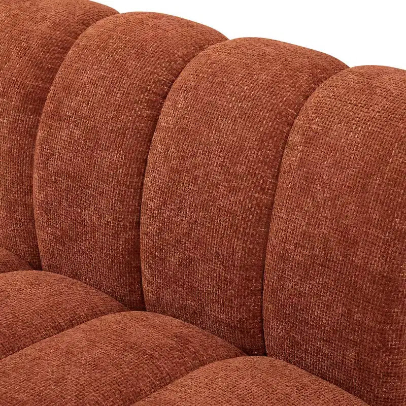 Canapé modulable en tissu chenille cognac, 163 cm de large, 2 places