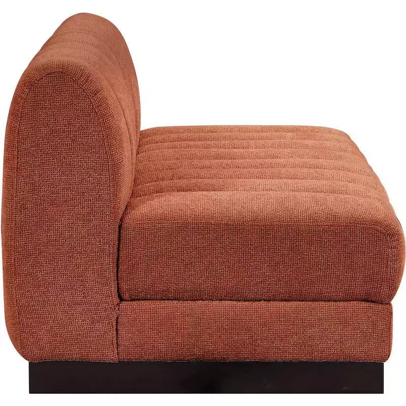 Canapé modulable en tissu chenille cognac, 163 cm de large, 2 places