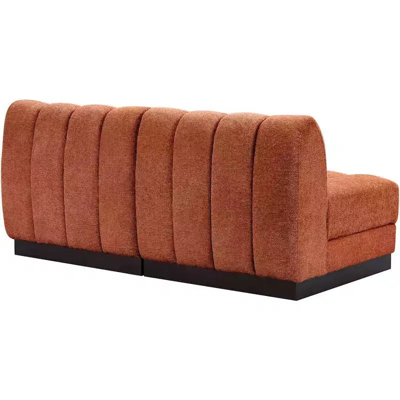 Canapé modulable en tissu chenille cognac, 163 cm de large, 2 places