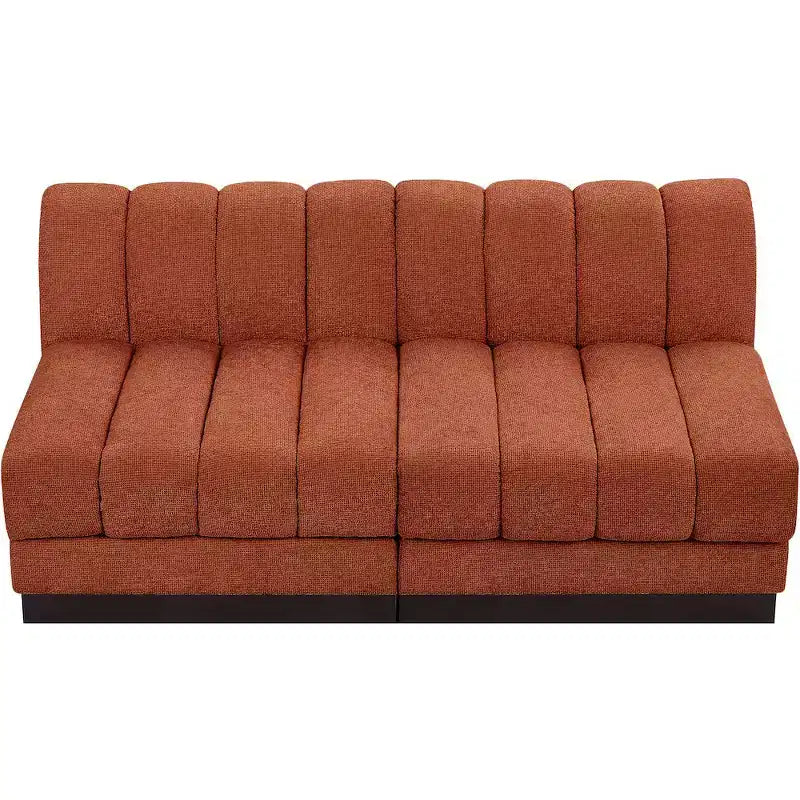 Canapé modulable en tissu chenille cognac, 163 cm de large, 2 places