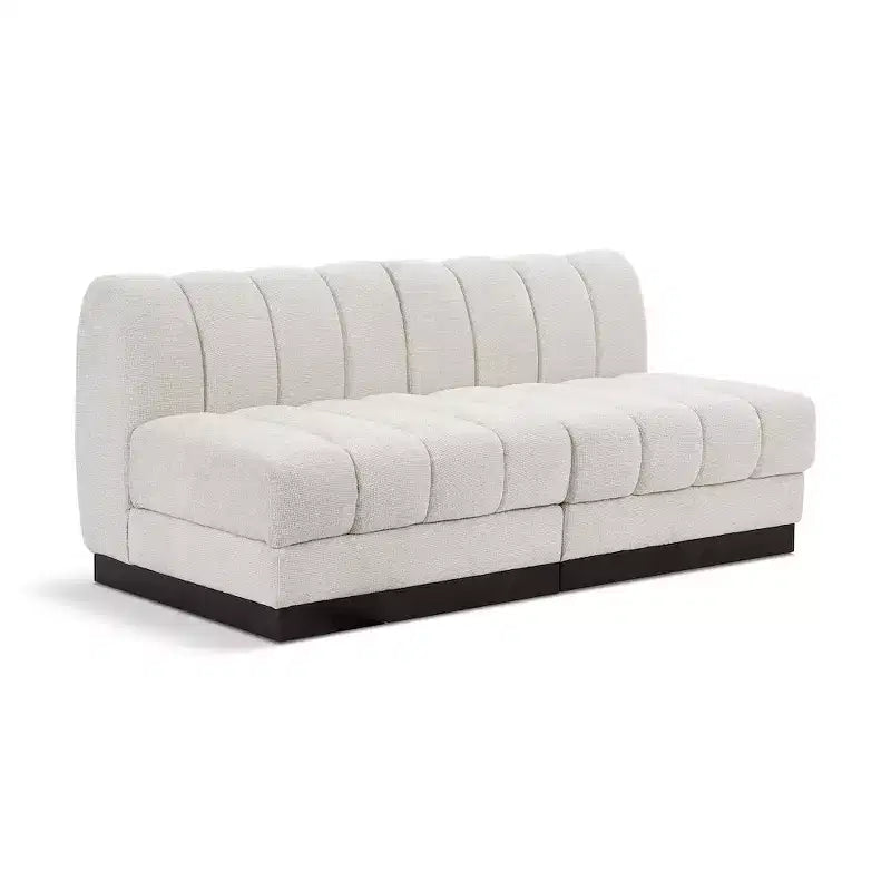 Canapé modulable en tissu chenille cognac, 163 cm de large, 2 places