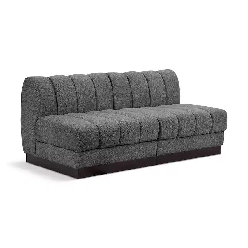 Canapé modulable en tissu chenille cognac, 163 cm de large, 2 places