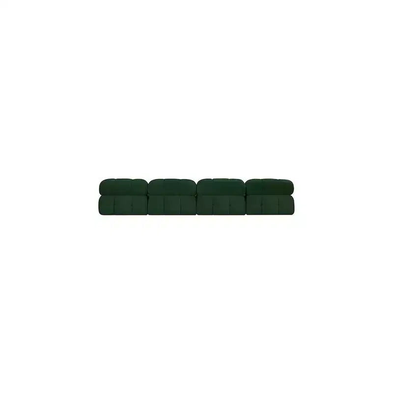 Canapé modulable en tissu bouclette vert, 345 cm de large, 4 places