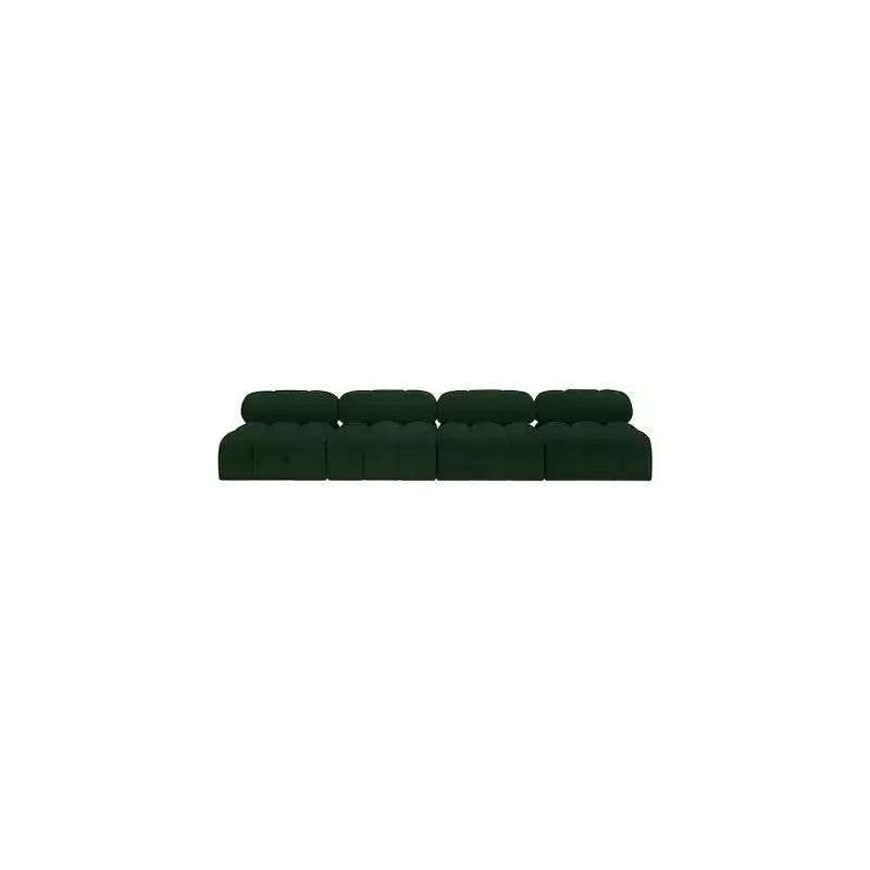 Canapé modulable en tissu bouclette vert, 345 cm de large, 4 places