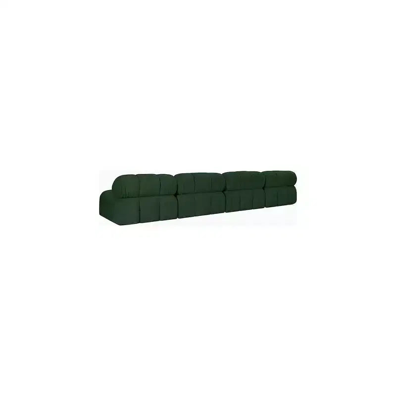 Canapé modulable en tissu bouclette vert, 345 cm de large, 4 places