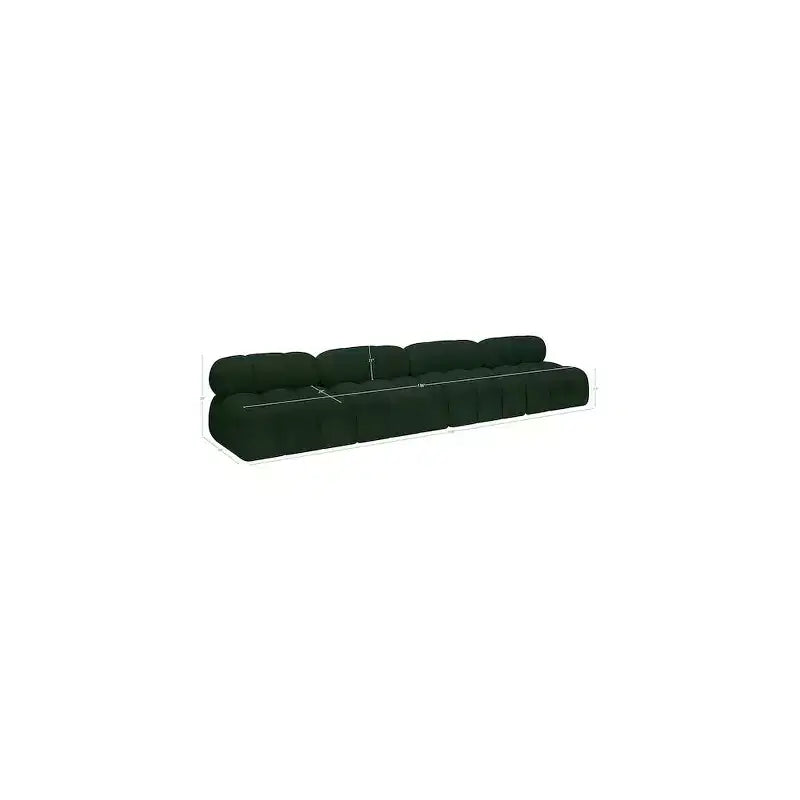Canapé modulable en tissu bouclette vert, 345 cm de large, 4 places