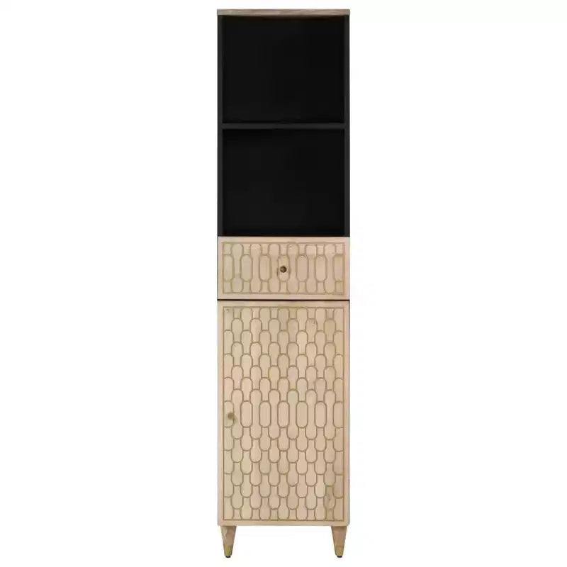 Meuble de salle de bain en manguier massif, bois naturel, 160 cm de haut, 2 portes