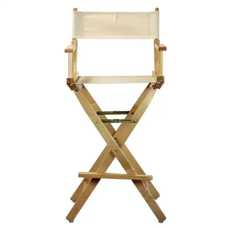 Chaise de metteur en scène hauteur bar, structure en bois naturel
