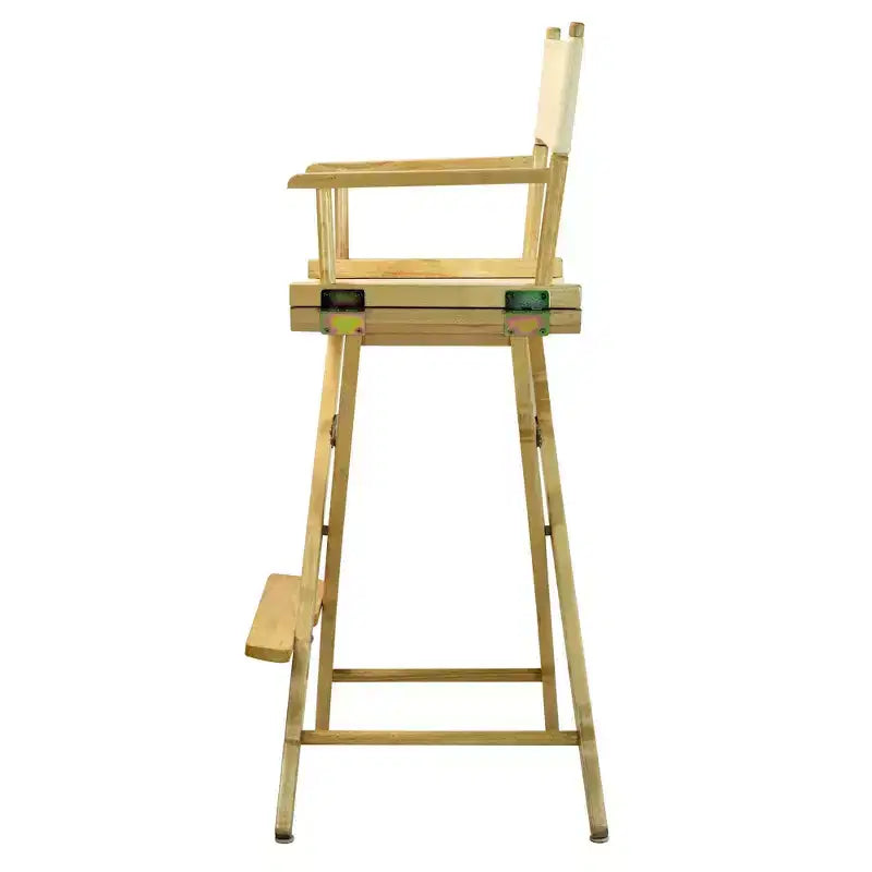 Chaise de metteur en scène hauteur bar, structure en bois naturel