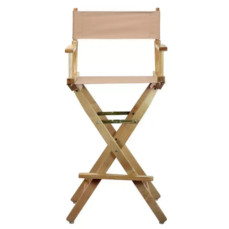 Chaise de metteur en scène hauteur bar, structure en bois naturel