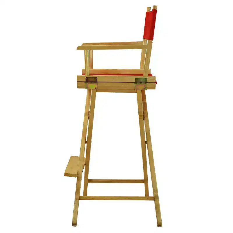 Chaise de metteur en scène hauteur bar, structure en bois naturel