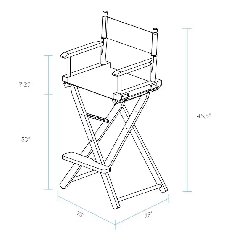 Chaise de metteur en scène hauteur bar, structure en bois naturel
