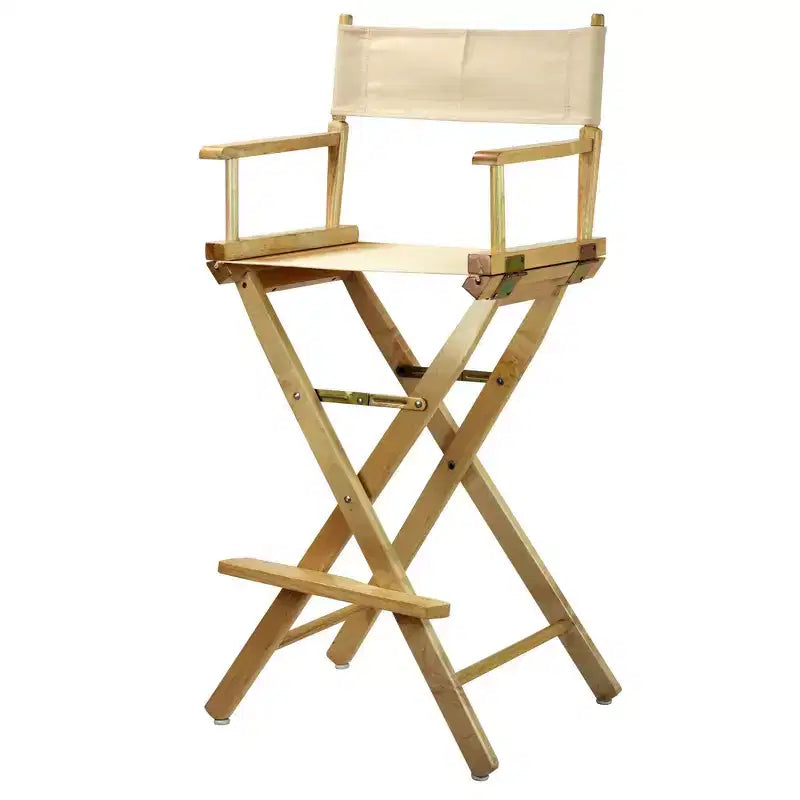 Chaise de metteur en scène hauteur bar, structure en bois naturel