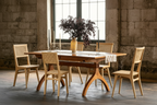 Chaise de salle à manger tressée en bois naturel