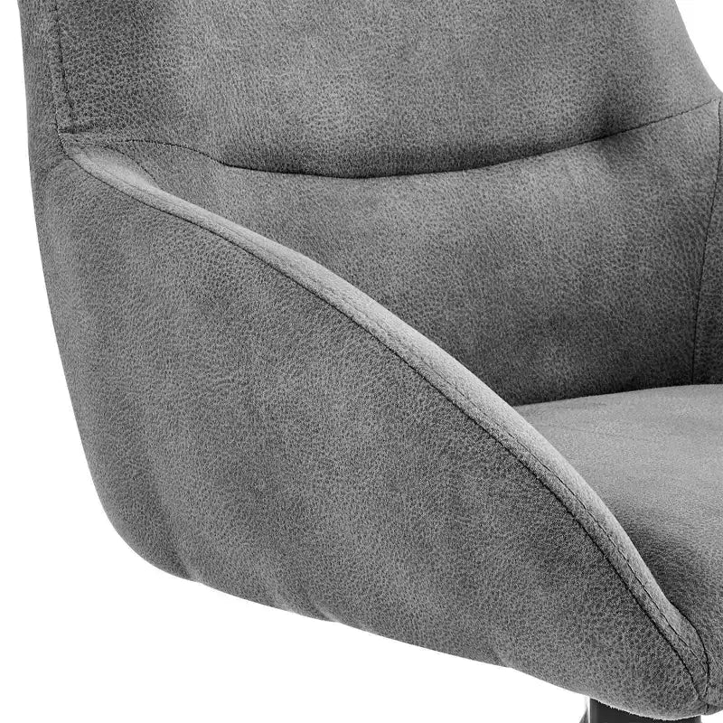 30" Bar Height Swivel Barstool Black Charcoal Fabric Matte Metal Frame