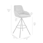 Tabouret de bar pivotant hauteur 76 cm, tissu noir anthracite, cadre en métal mat