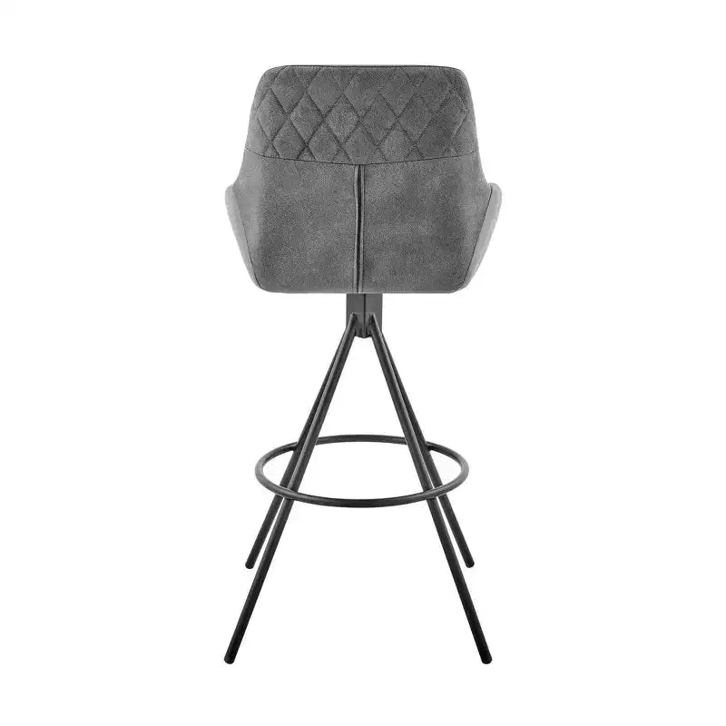 30" Bar Height Swivel Barstool Black Charcoal Fabric Matte Metal Frame