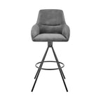 Tabouret de bar pivotant hauteur 76 cm, tissu noir anthracite, cadre en métal mat