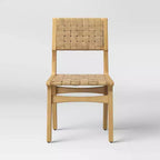 Chaise de salle à manger tressée en bois naturel