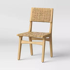 Chaise de salle à manger tressée en bois naturel