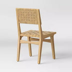 Chaise de salle à manger tressée en bois naturel