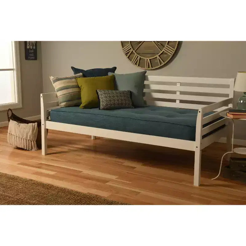 Twin Daybed White Aqua Solid Hardwood Converts to Two Twin Beds