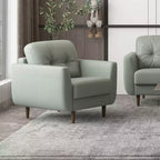Fauteuil d'appoint en cuir capitonné de 35 po vert pesto avec pieds en bois