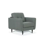 Fauteuil d'appoint en cuir capitonné de 35 po vert pesto avec pieds en bois